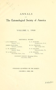 Cover of: Annals of the Entomological Society of America.