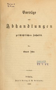 Cover of: Vorträge und Abhandlungen geschichtlichen Inhalts by Eduard Zeller