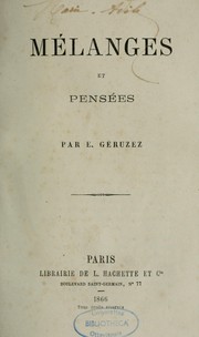 Cover of: Mélanges et pensées