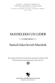 Cover of: Mayselekh un lider