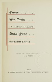 Cover of: Carmen Deo nostro by Crashaw, Richard