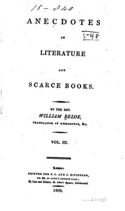 Cover of: Anecdotes of literature and scarce books.