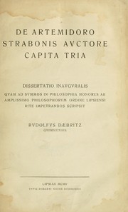 Cover of: De Artemidoro Strabonis avctore capita tria by Rudolf Daebritz