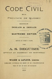 Cover of: Code civil de la province de Québec by Québec (Province)