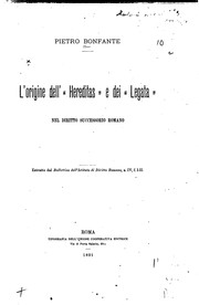 Cover of: L'origine dell'"hereditas" e dei "legata" nel diritto successorio romano ... by Pietro Bonfante