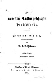 Cover of: Zur neuesten Culturgeschichte Deutschlands.: Zerstreute Blätter