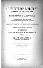 Cover of: Ad Thucydidis librum VII. quaestiones philologicae