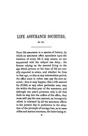 Cover of: Life assurance societies considered, as to their comparative merits