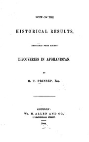 Cover of: Note on the historical results deducible from recent discoveries in Afghanistan.