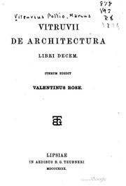 Cover of: Vitruvii De architectura libri decem.: Iterum edidit Valentinus Rose. [Bibliotheca scriptorum Graecorum et Romanorum Teubneriana.]