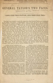 Cover of: General Taylor's two faces. by Democratic party. National committee, 1848-1852.