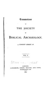 Cover of: Transactions of the Society of Biblical Archæology by Society of Biblical Archæology (London , England., Walter L . Nash