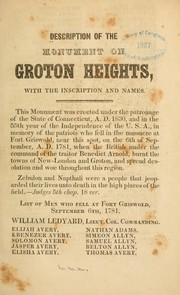 Cover of: Description of the monument of Groton Heights
