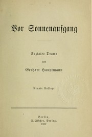 Cover of: Vor Sonnenaufgang by Gerhart Hauptmann