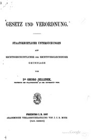 Cover of: Gesetz und Verordnung: Staatsrechtliche Untersuchungen auf ..