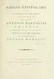 Cover of: Saggio epistolare sopra la tipografia del Friuli nel secolo XV