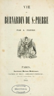 Vie de Bernardin de S.-Pierre by Jean François Bonaventure Fleury