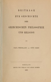 Cover of: Beiträge zur Geschichte der griechischen Philosophie und Religion: Von Paul Wendland und Otto Kern