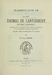 Cover of: Fragments d'une vie de Saint Thomas de Cantorbery en vers accouplés