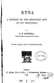 Cover of: Etna: A History of the Mountain and of Its Eruptions by George Farrer Rodwell