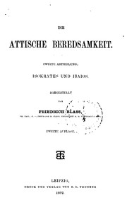 Cover of: Die attische Beredsamkeit by Friedrich Wilhelm Blass