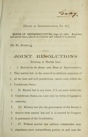 Cover of: Joint resolutions relating to martial law.