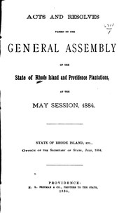 Cover of: At the General Assembly of the State of Rhode-Island and Providence ... by Rhode Island.