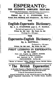 Cover of: English-Esperanto Dictionary by C. F.. Hayes, John Charles O'Connor