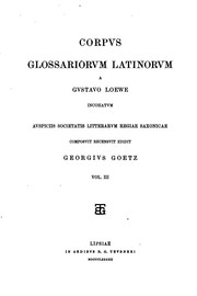 Cover of: Corpus glossariorum Latinorum by Georg Goetz, Gustav Loewe, Gotthold Gundermann