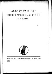 Cover of: Nicht weiter o Herr! by Albert Talhoff.