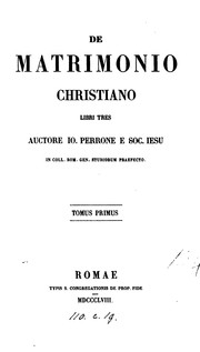 Cover of: De matrimonio Christiano libri tres