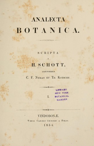 Analecta botanica by H. W. Schott