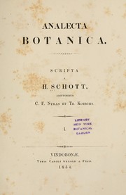 Cover of: Analecta botanica by H. W. Schott