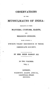 Cover of: Observations on the Mussulmauns of India: Description of Their Manners ...