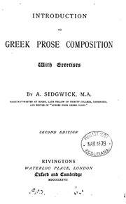 Cover of: Introduction to Greek prose composition, with exercises