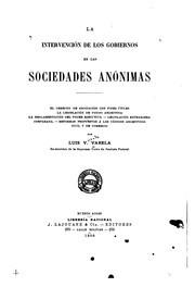 Cover of: La intervención de los gobiernos en las sociedades anónimas: El derecho de ...