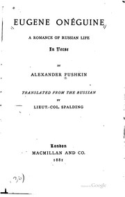 Cover of: Eugene Onéguine: a romance of Russian life in verse