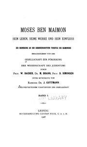 Cover of: Moses Ben Maimon, sein Leben, seine Werke und sein Einfluss: Zur Erinnerung an den ...