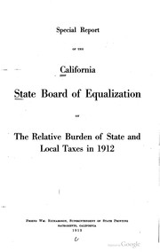 Cover of: Special report of the California state board of equalization by California. State board of equalization