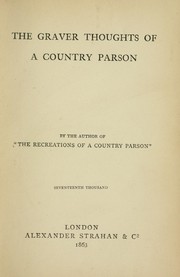 Cover of: The graver thoughts of a country parson