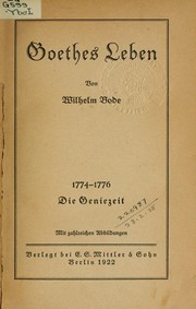 Cover of: Goethes Leben by Wilhelm Bode