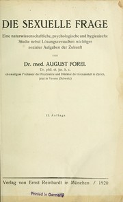 Cover of: Die sexuelle Frage by Auguste Forel