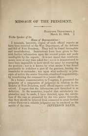 Cover of: Message of the President. March 11, 1862 ... | Confederate States of America. President
