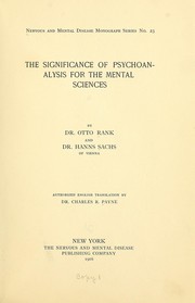 Cover of: The significance of psychoanalysis for the mental sciences