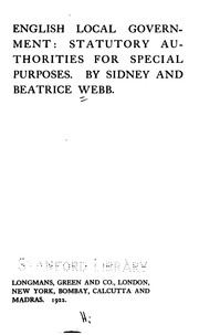 Cover of: English Local Government: Statutory Authorities for Special Purposes.