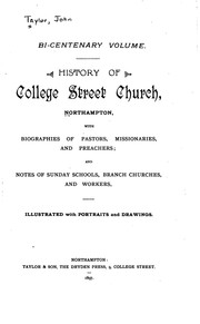 Cover of: History of College Street Church, Northampton: With Biographies of Pastors ...