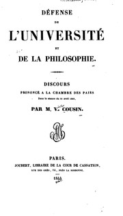 Cover of: Défense de l'Université et de la philosophie