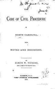 Cover of: The code of civil procedure of North Carolina by North Carolina.
