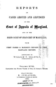 Cover of: Reports of Cases Argued and Adjudged in the Court of Appeals of Maryland and ...