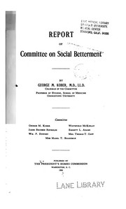 Cover of: Report of Committee on Social Betterment | United States. President